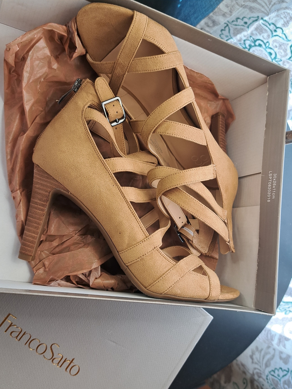 Franco Sarto Quiney Tan Strappy High Heel Sandals